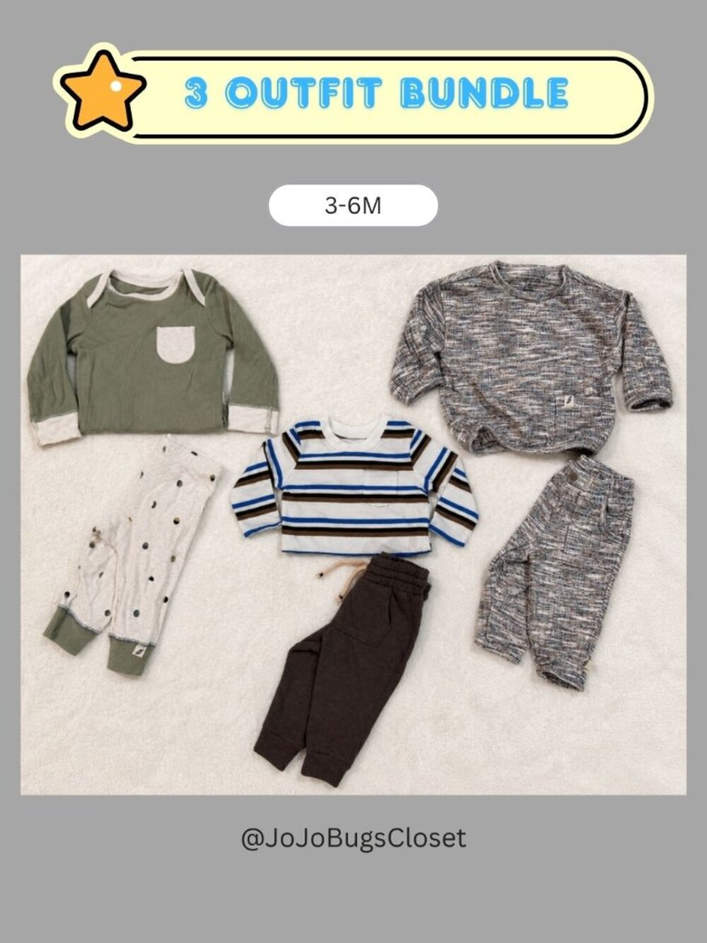 Baby Boy 3-6M Clothes Bundle | 3 Cozy Outfits | 6 Pieces ⭐